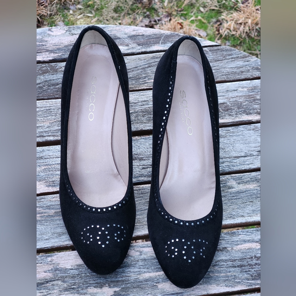 SACCO Black Suede Heels Pumps Shoes 39
